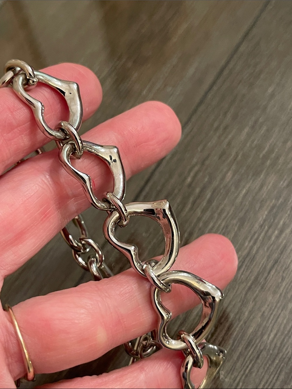 Vintage Silver-tone Open Heart Toggle Bracelet 8 1/2” approx - Picture 15 of 16